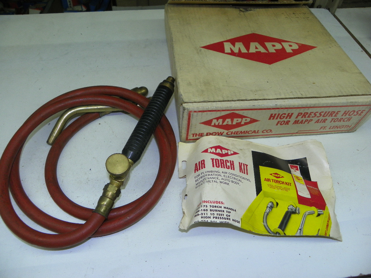 Vintage NOS MAPP Air Torch Kit by The Dow Chemical Co. with MA-211 10ft hose and MA-175 handle