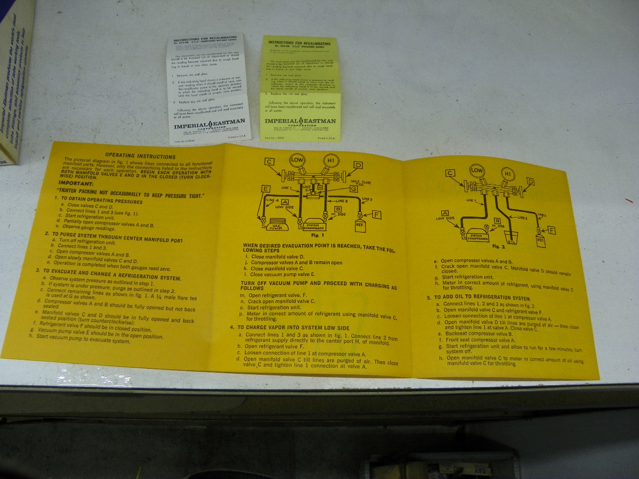 Vintage NOS Imperial Eastman 465-CA Brass Manifold Gauge Set for R-12 R-22 R-502