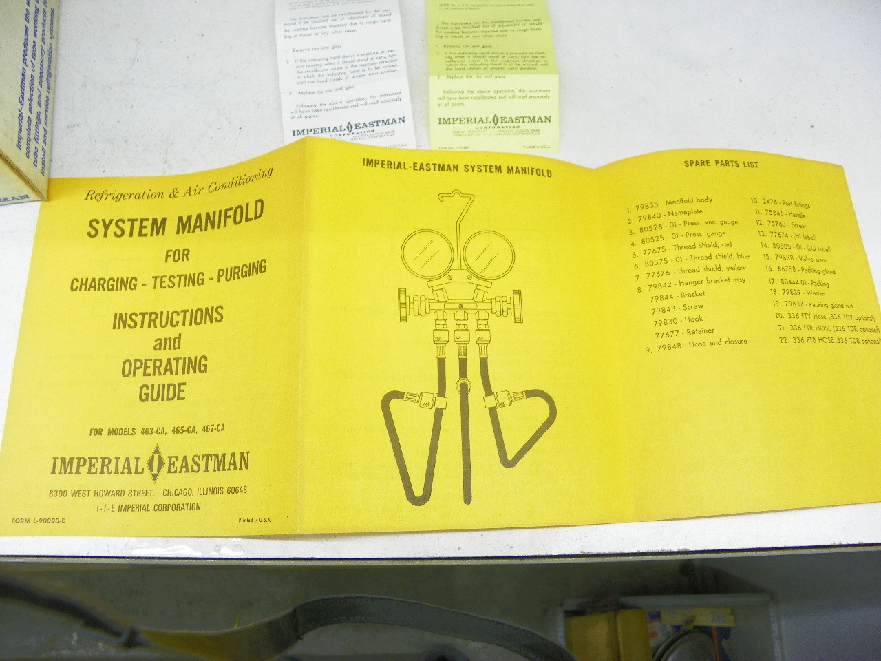 Vintage NOS Imperial Eastman 465-CA Brass Manifold Gauge Set for R-12 R-22 R-502