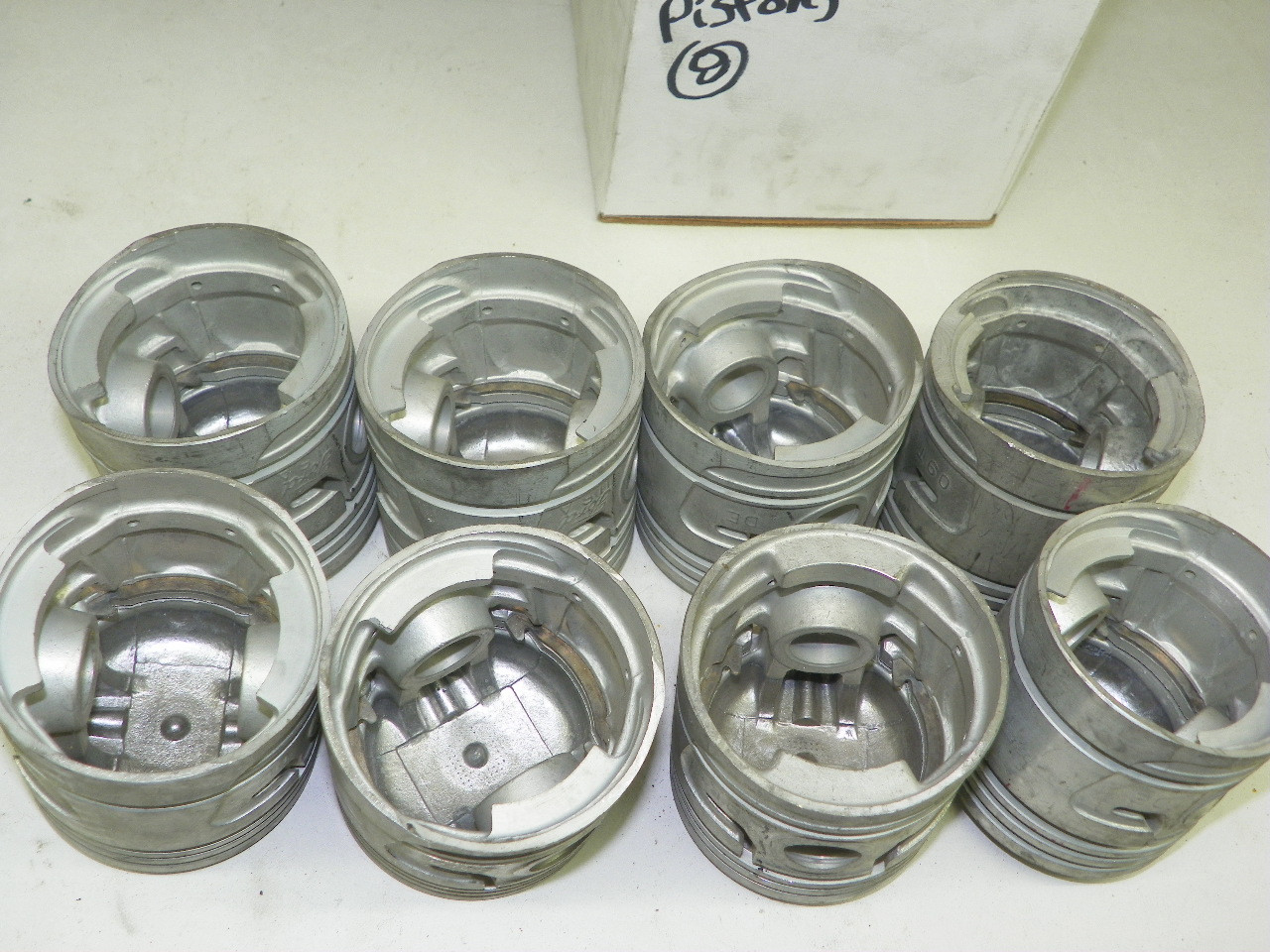 Vintage NOS Ford 01T-6110-E Aluminum Dome Top Pistons .030 Oversize for Flathead V8