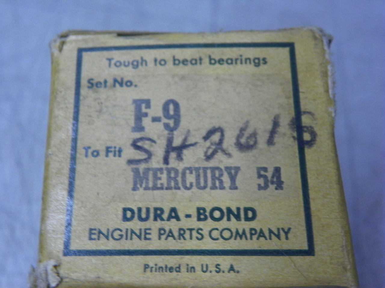 Genuine Dura-Bond F-9 SH-261S Camshaft Cam Bearing Set for 1954 Mercury V8 restoration.