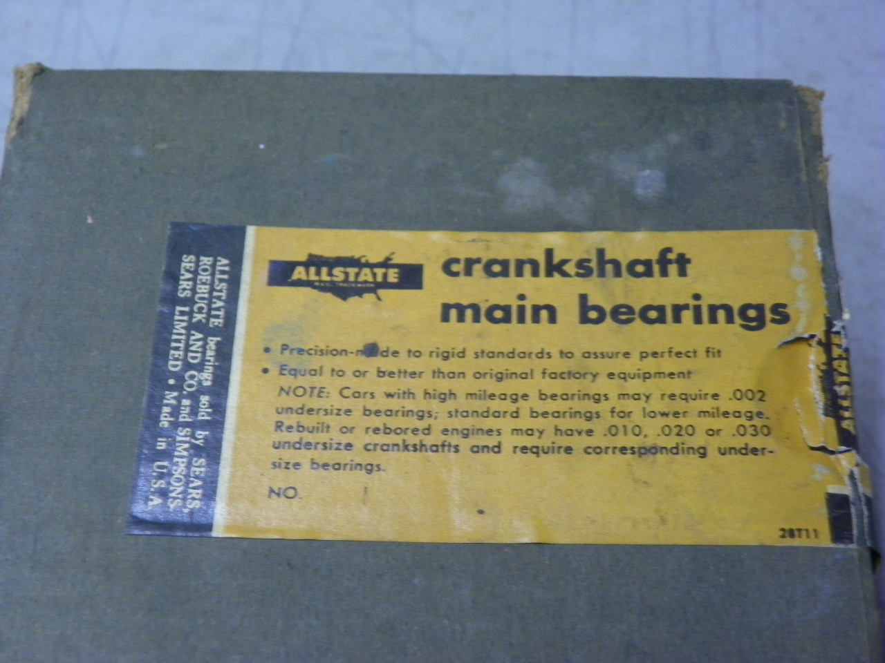 Allstate 4090 .002 NOS Main Bearing Set for 1942-1958 Mopar Flathead L6 Restoration