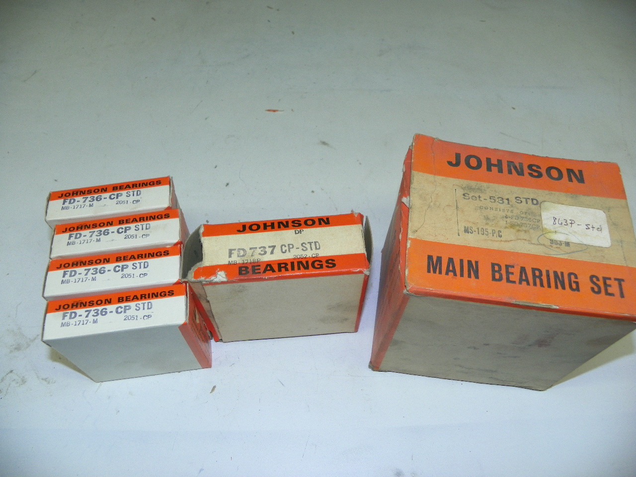 Johnson 531 STD Main Bearing Set for 1956-1960 Ford Mercury 312 V8 restoration