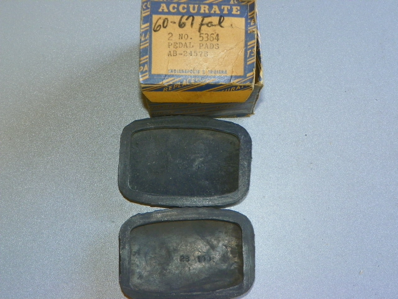 Accurate 5364 Brake & Clutch Pedal Pads for 1960-1967 Ford Falcon Fairlane Mustang restoration.