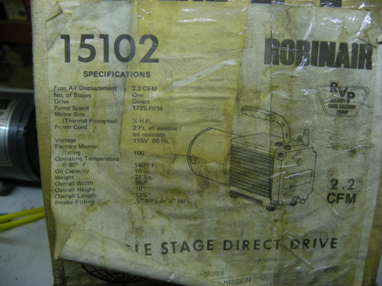 Robinair 15102 High Vacuum Pump 2.2 CFM Single Stage for HVAC refrigeration service. - Image 4