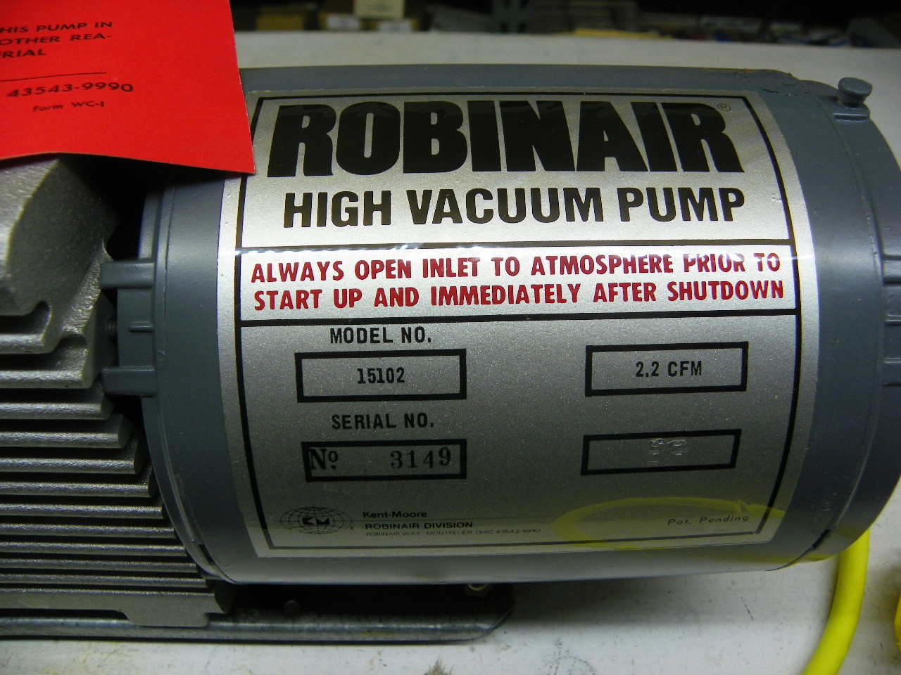 Robinair 15102 High Vacuum Pump 2.2 CFM Single Stage for HVAC refrigeration service. - Image 8