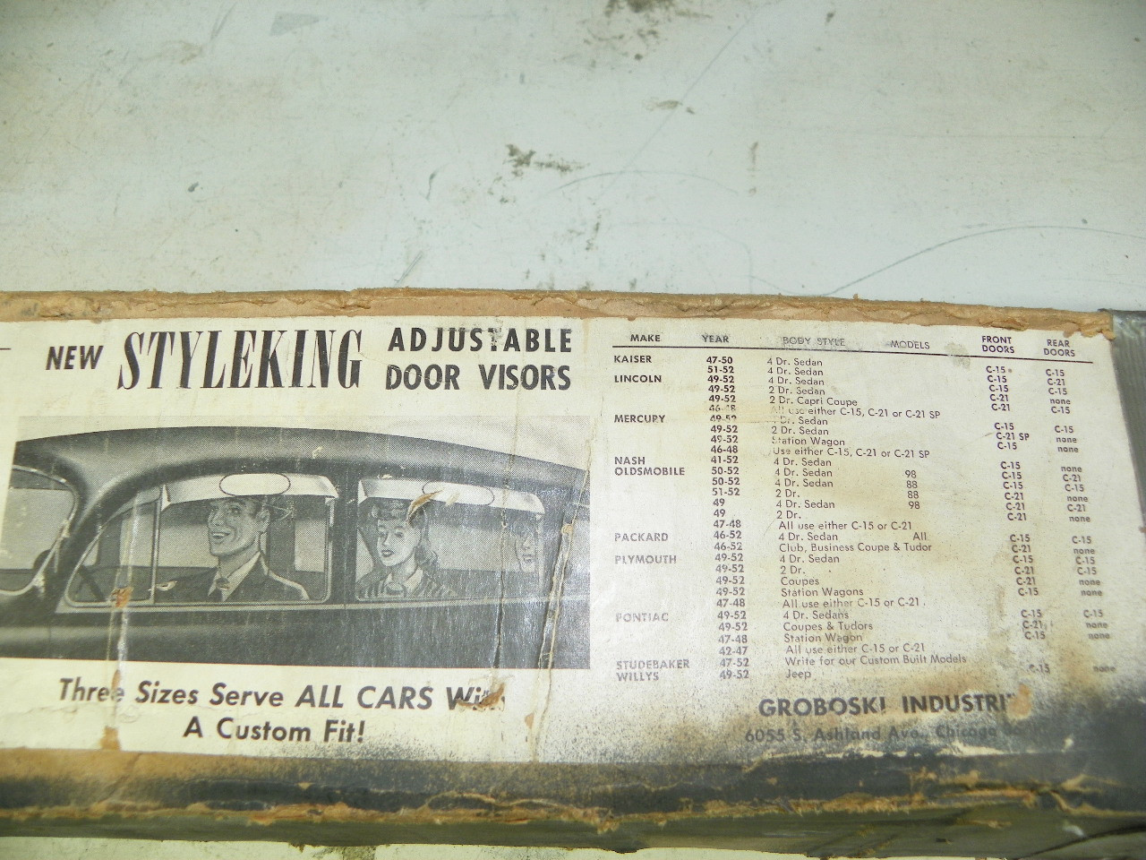 Styleking C-15 Adjustable Door Visors for 1941-1950 Packard 4-Door Sedan restoration. - Image 4