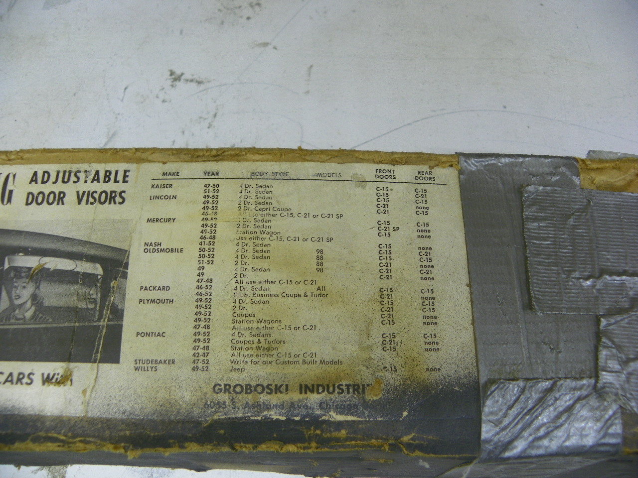 Styleking C-15 Adjustable Door Visors for 1941-1950 Packard 4-Door Sedan restoration. - Image 5