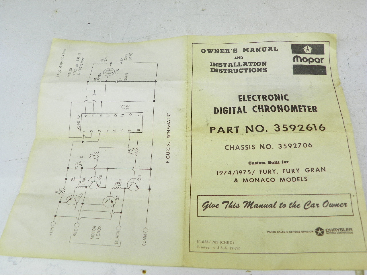 Mopar 3592616 Electronic Chronometer for 1974-1975 Fury Gran Monaco restoration. - Image 10