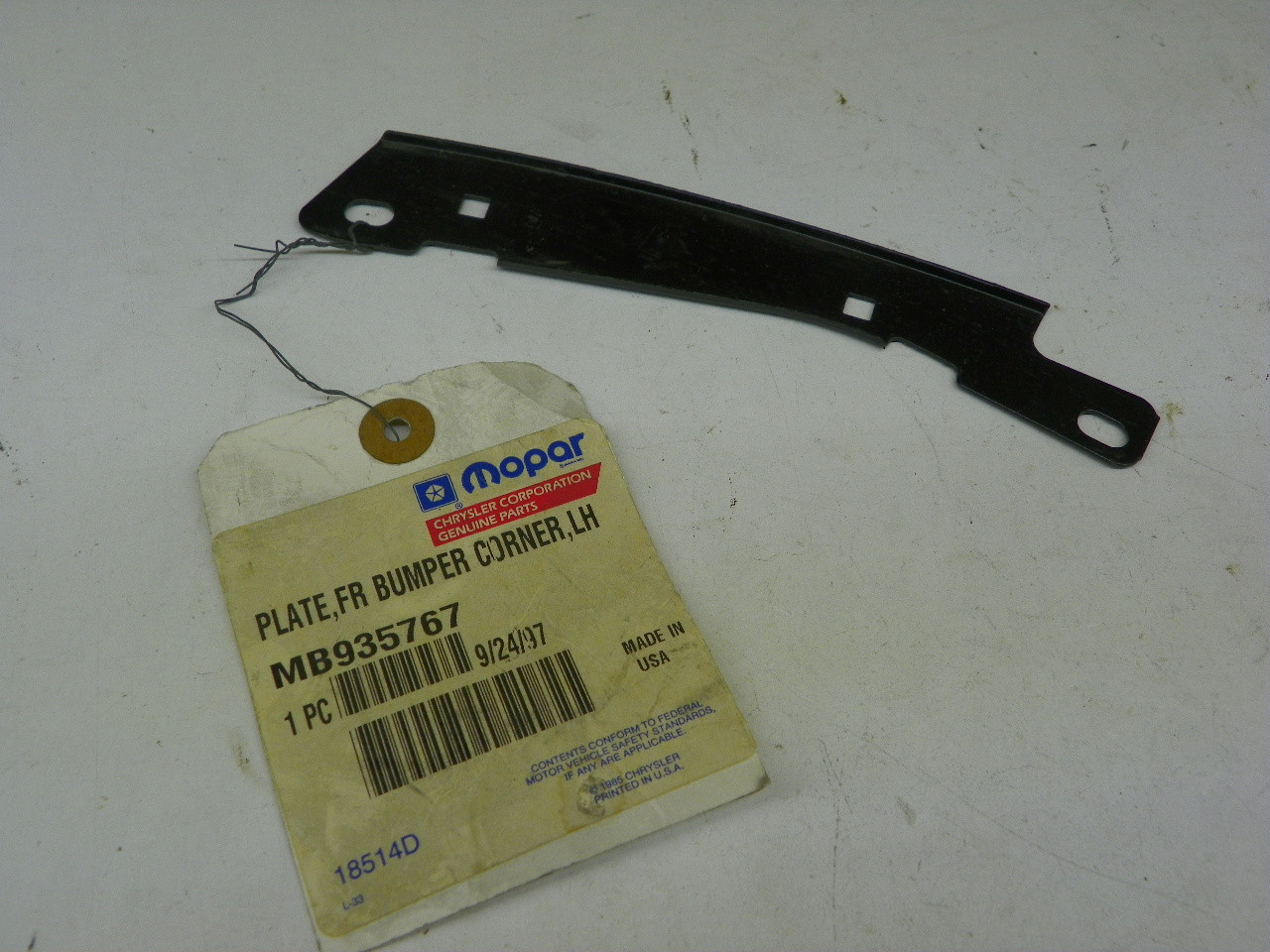 Mopar MB935767 Front Bumper Corner Plate Left Hand for restoration - Image 1