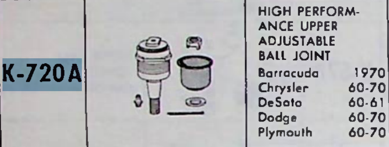 Carlson K-720A Upper Adjustable Ball Joint for 1960-1970 Mopar A/B/E-Body restoration. - Image 6