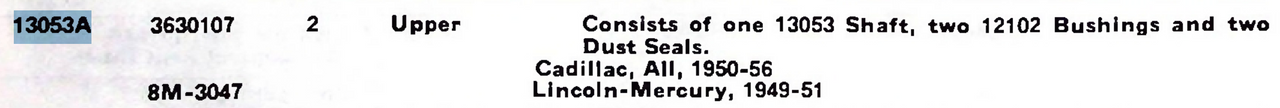 TRW K38 Upper Control Arm Shaft Kit for 1949-1956 Cadillac Lincoln Mercury restoration. - Image 2