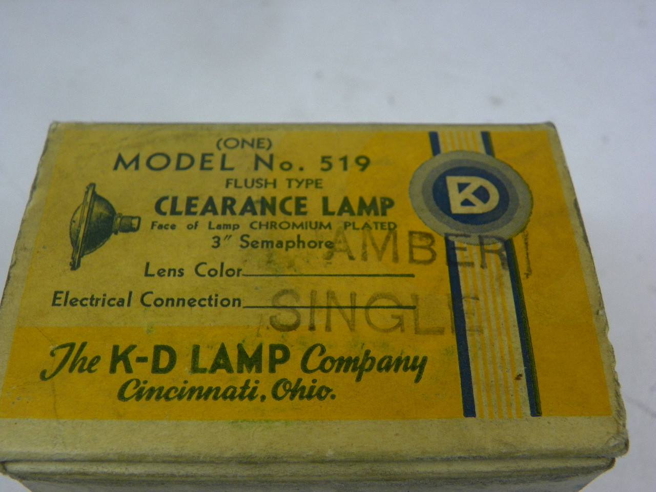 K-D 519 Clearance Lamp for vintage auto restoration, amber lens, chrome bezel - Image 2