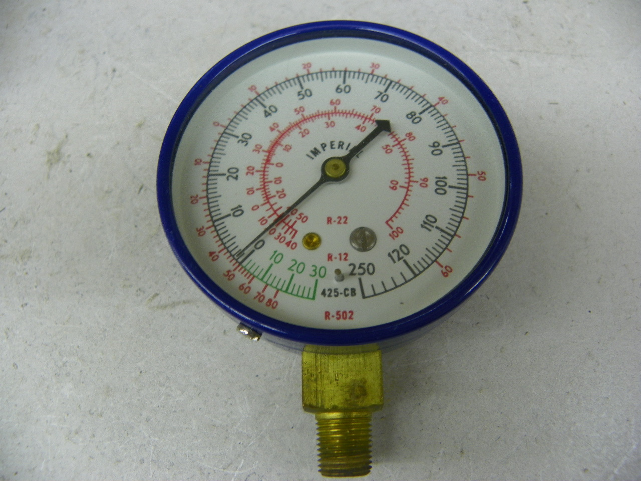 Imperial-Eastman 425-CB 2-1/2" Compound Retard Pressure Gauge for R-12 R-22 AC manifold restoration. - Image 3