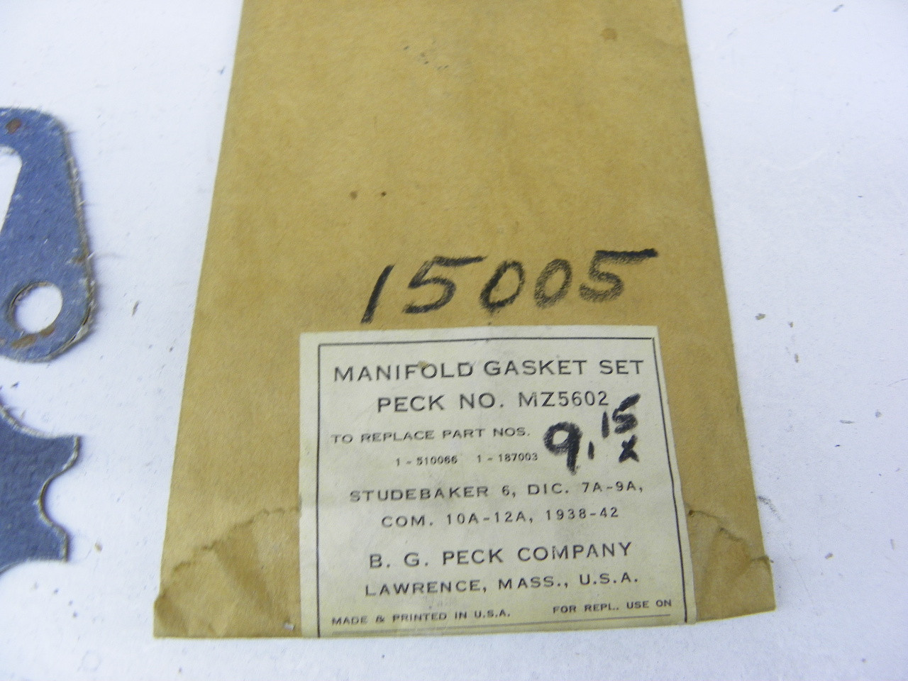 B. G. Peck MZ5602 Manifold Gasket Set for 1938-1942 Studebaker 6-Cyl restoration. - Image 2