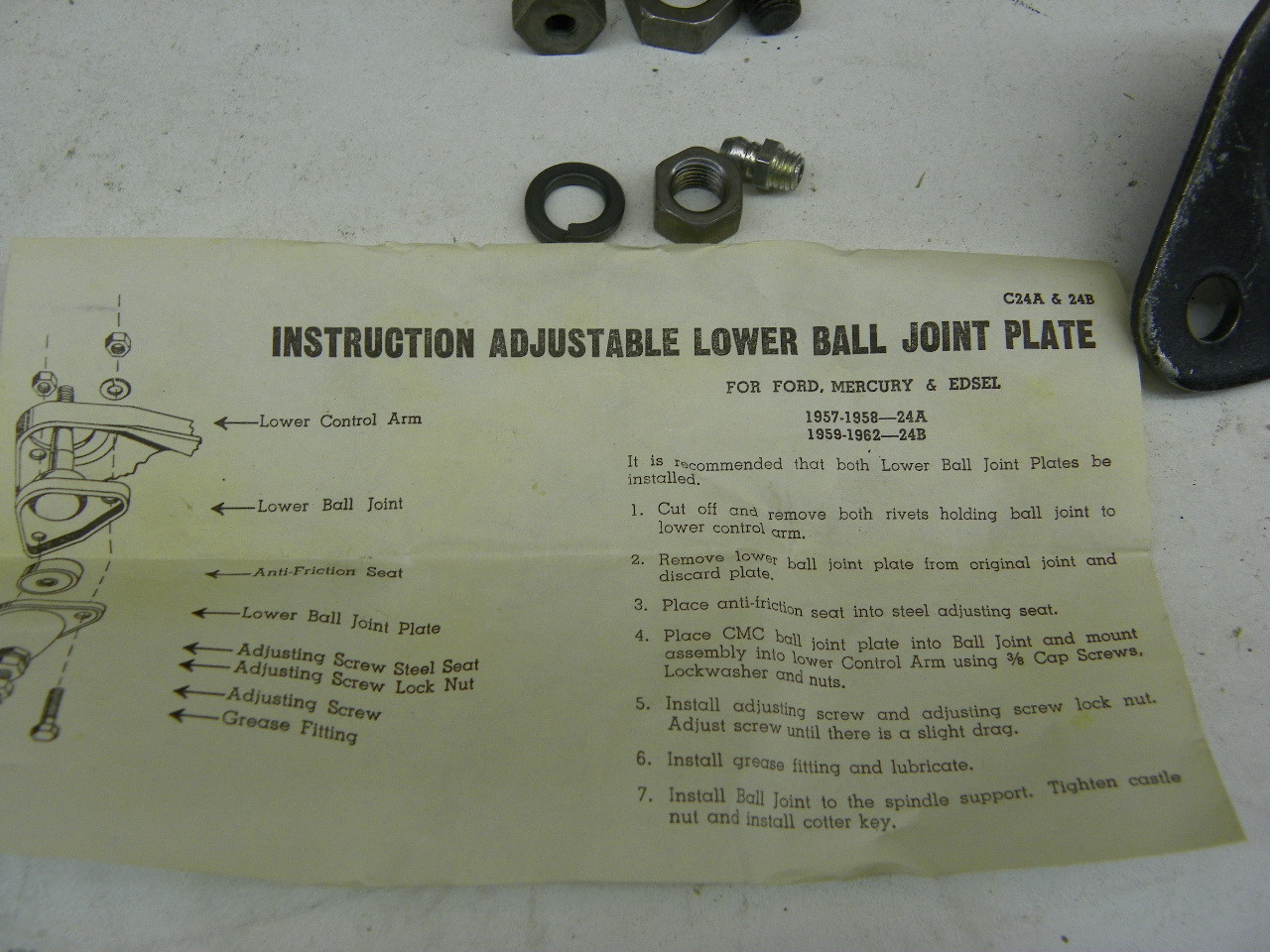 Carlson CMC-24B Adjustable Lower Ball Joint Plate for 1959-1962 Ford Mercury Edsel front suspension restoration. - Image 8