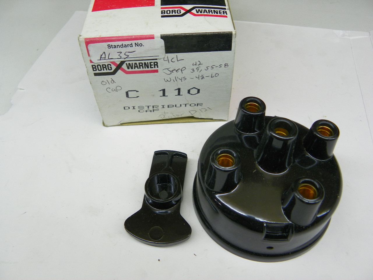 Borg Warner C110 Distributor Cap and Rotor for 1945-1956 Willys Jeep restoration. - Image 1