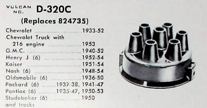 Vulcan D-320C Distributor Cap for 1933-1954 Chevrolet GMC Oldsmobile Pontiac restoration. - Image 2