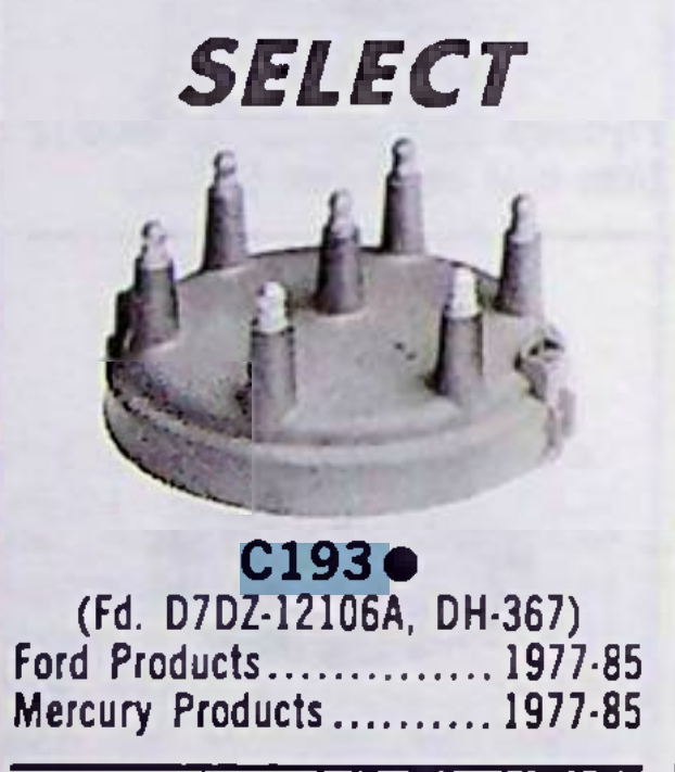 Borg Warner C193 Distributor Cap for 1977-1985 Ford Mercury restoration. - Image 2