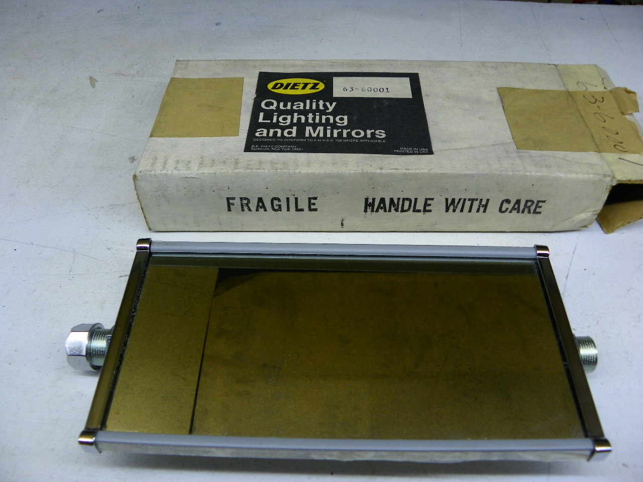 Dietz 63-60001 West Coast Truck Mirror Head with amber glass for vintage truck restoration. - Image 1