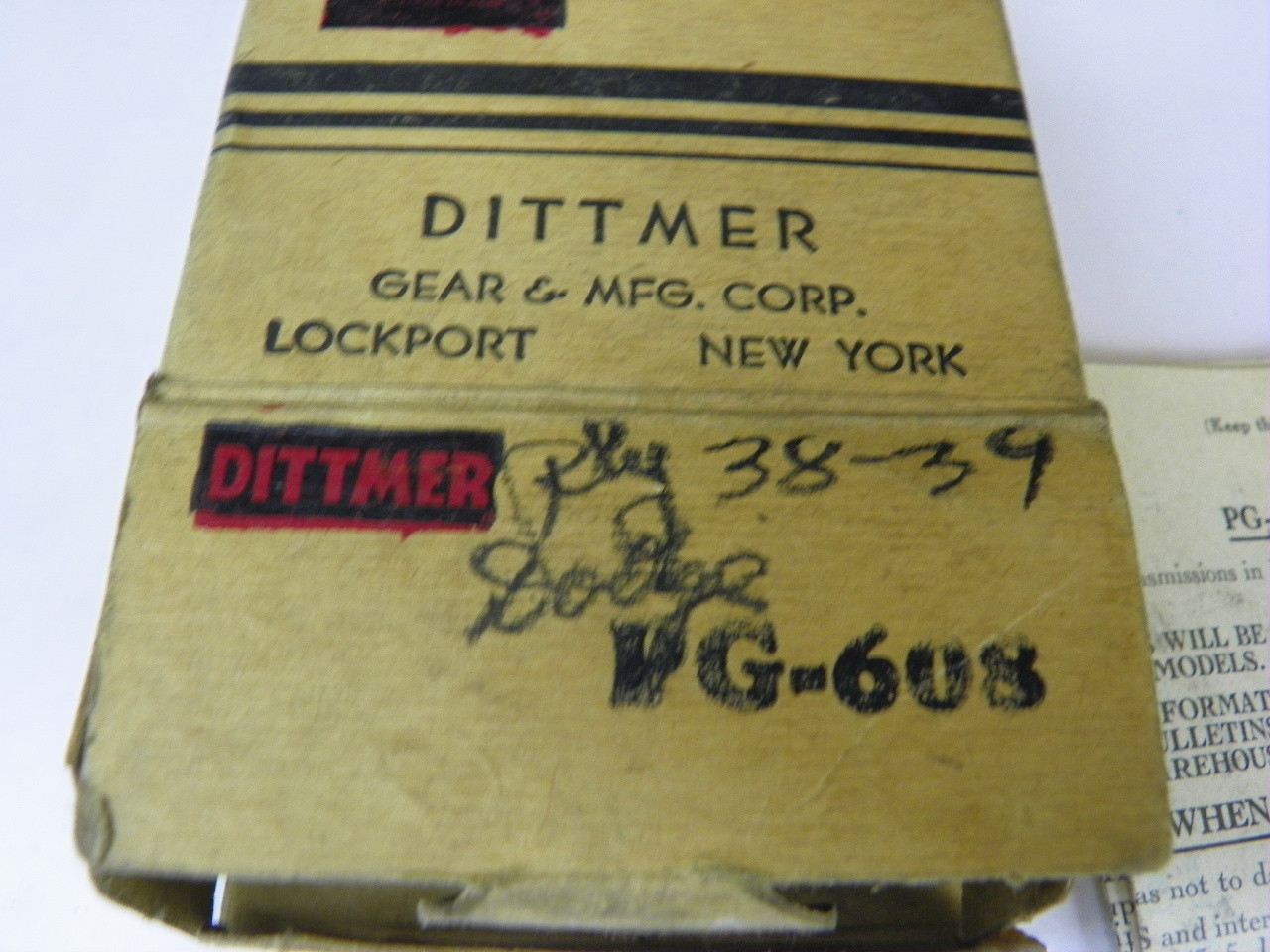 Dittmer PG-608 Transmission Small Parts Kit for 1939 Plymouth Dodge DeSoto Chrysler restoration. - Image 2