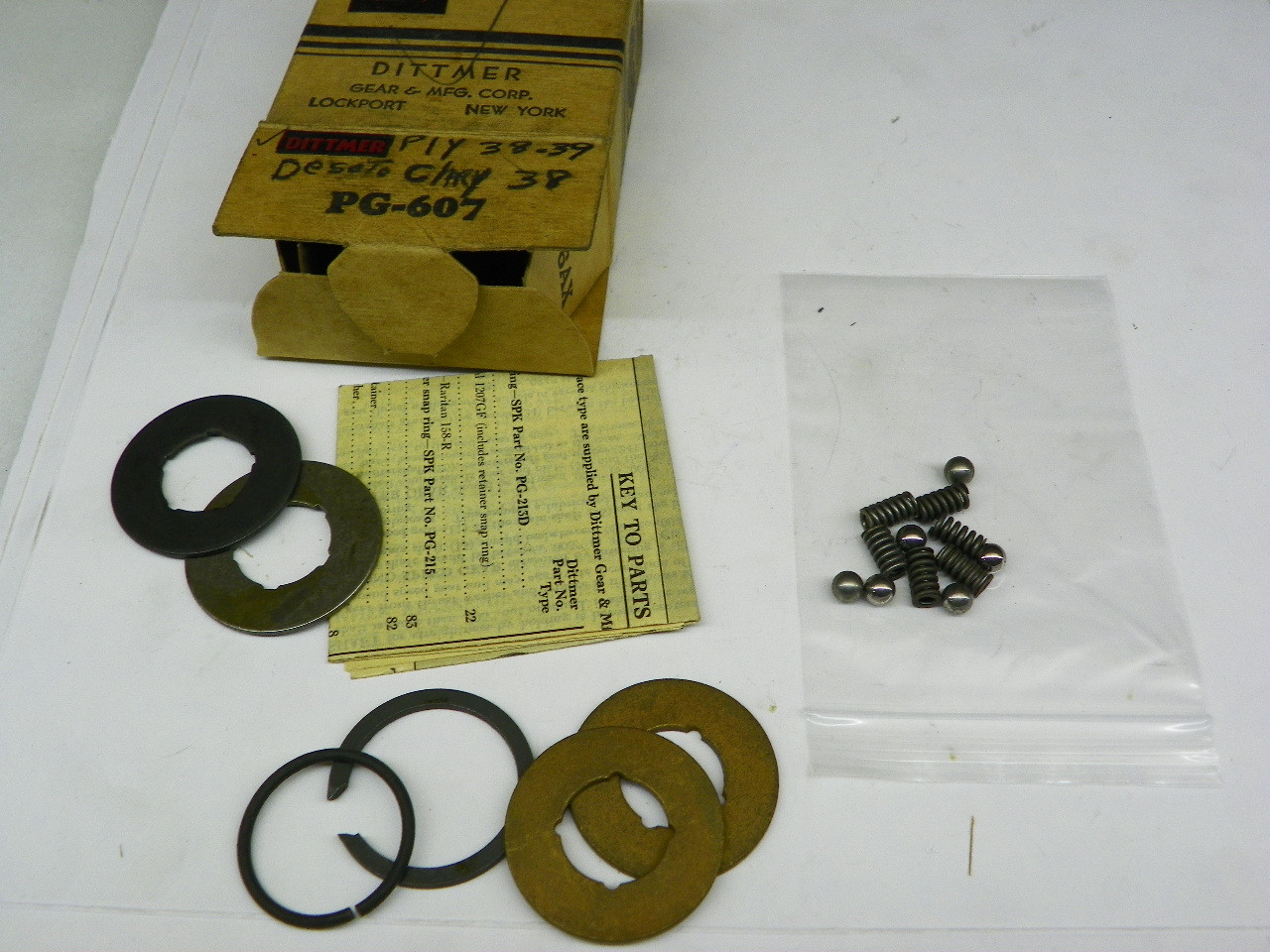 Dittmer PG-607 Transmission Small Parts Kit for 1938-1939 Plymouth Dodge DeSoto Chrysler restoration - Image 1