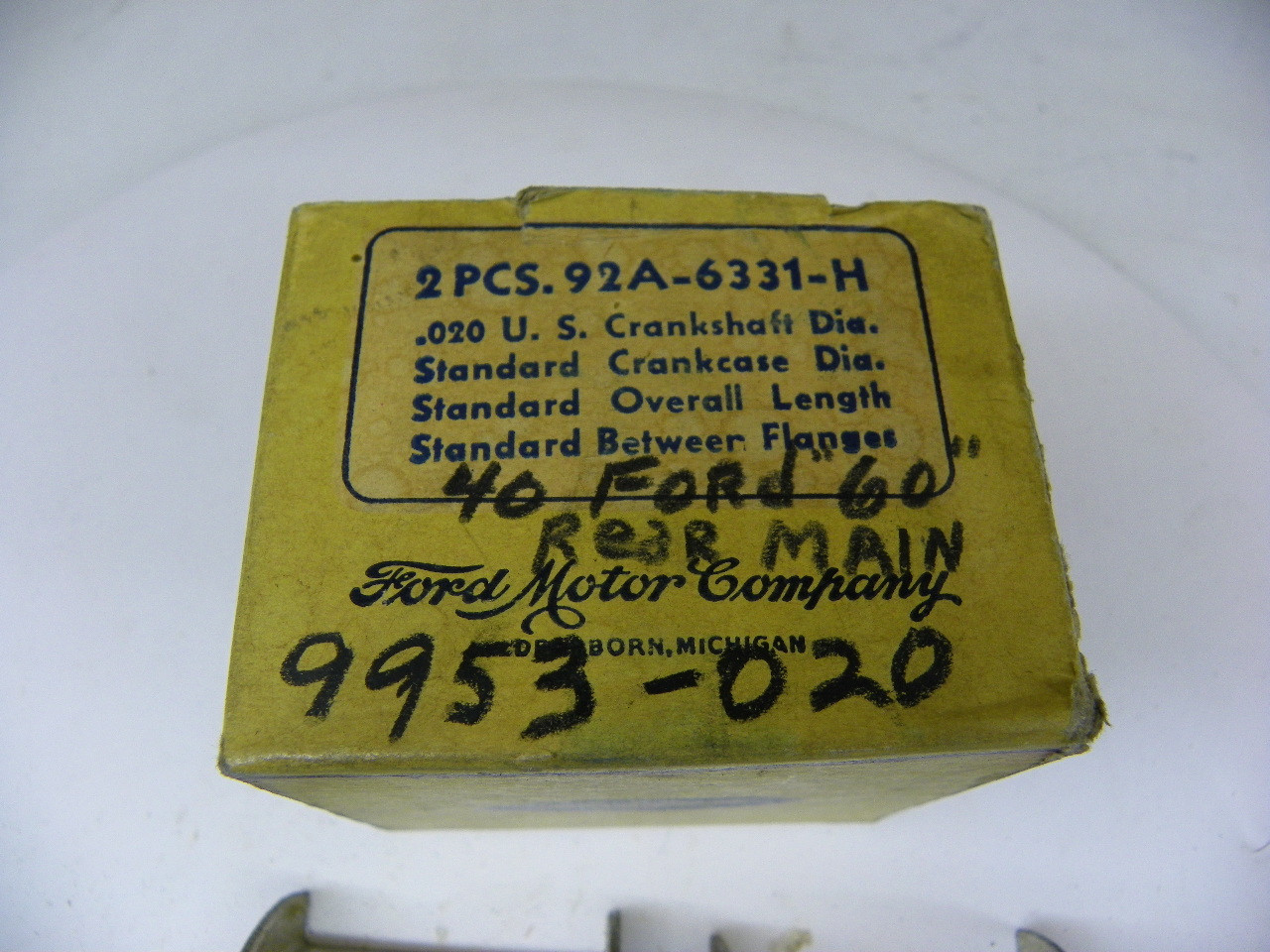Ford 92A-6331-H Rear Main Bearing for 1937-1940 Ford V8-60 restoration. - Image 2