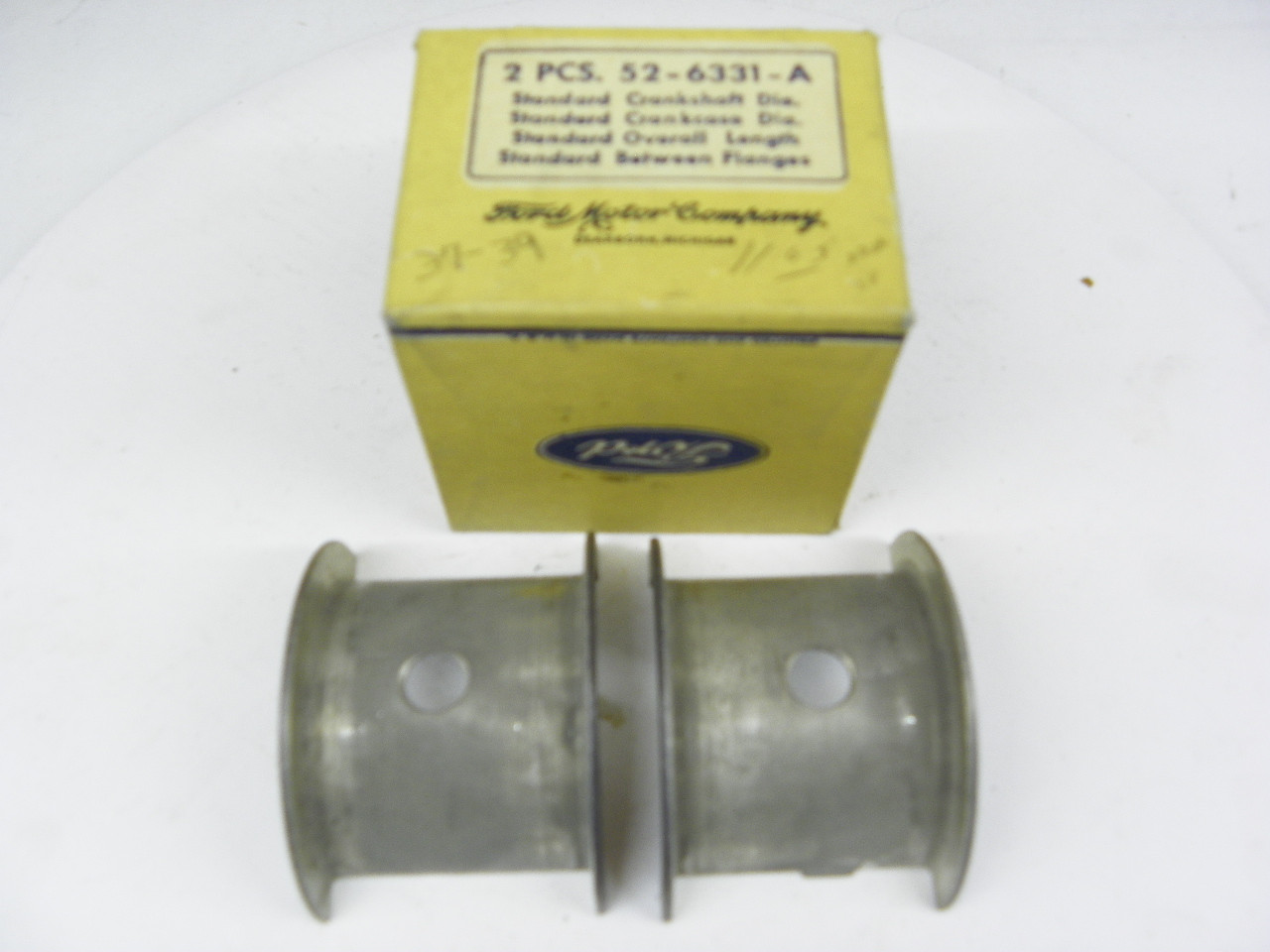 NOS Vintage Ford 52-6331-A Rear Main Thrust Bearing Pair for 1937-1939 Flathead V8-60 restoration. - Image 1