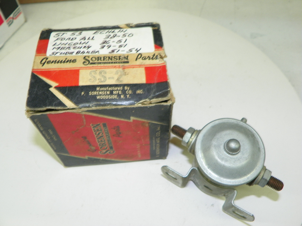 Sorensen SS-2 Starter Solenoid for 1936-1954 Ford Lincoln Mercury Studebaker restoration. - Image 1