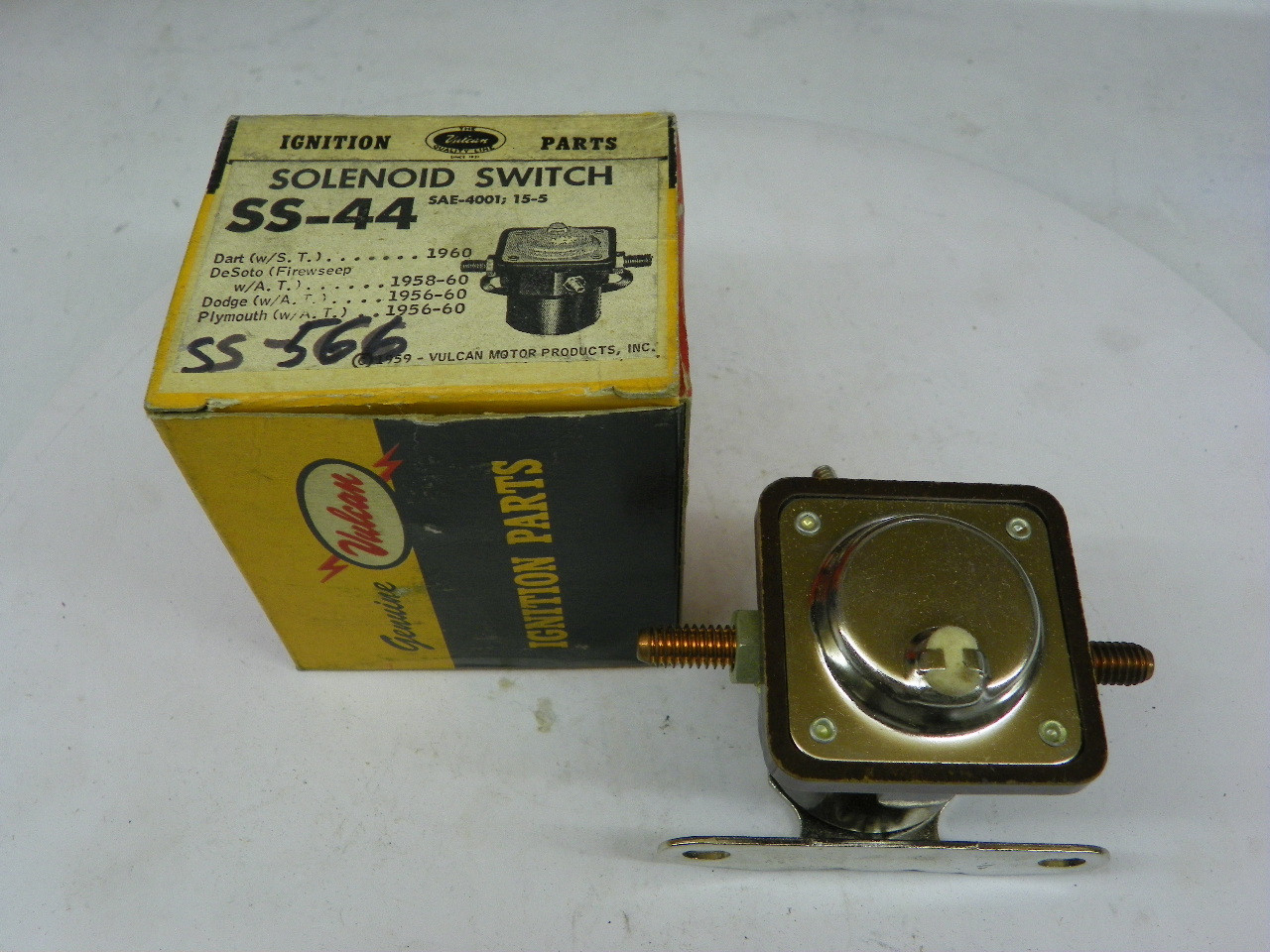 Vulcan SS-44 Solenoid Switch for 1956-1960 Dodge Plymouth DeSoto Dart automatic transmission restoration. - Image 1