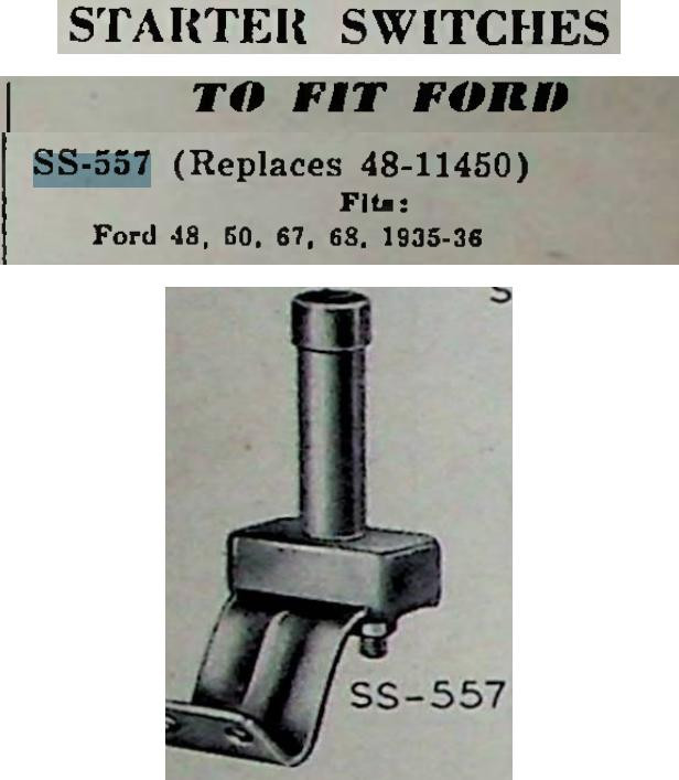 Standard SS-557 Starter Switch for 1935-1936 Ford Model 48 67 68 restoration. - Image 2