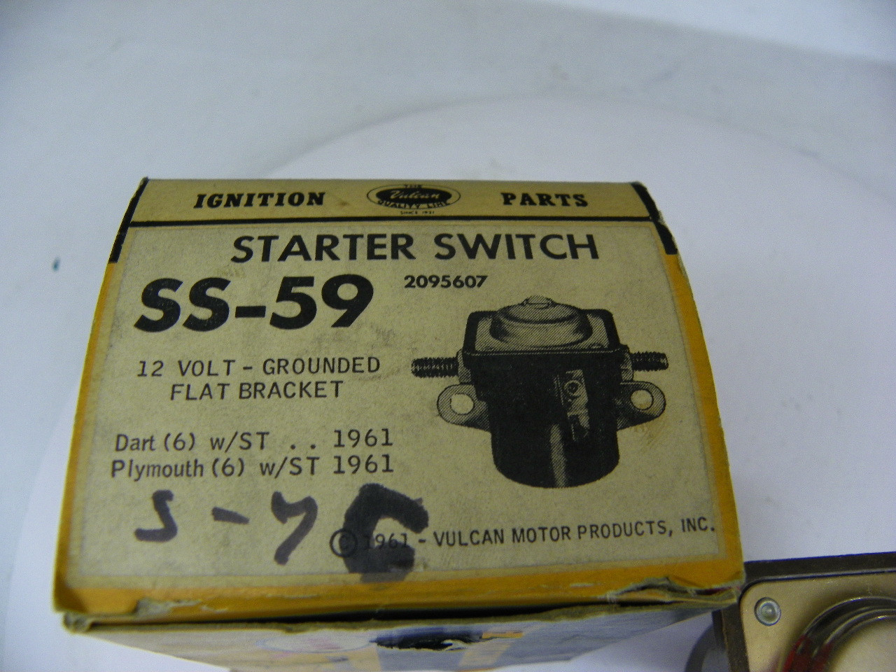 Vulcan SS-59 Starter Switch for 1961 Dodge Dart Plymouth 6 Cyl restoration. - Image 2
