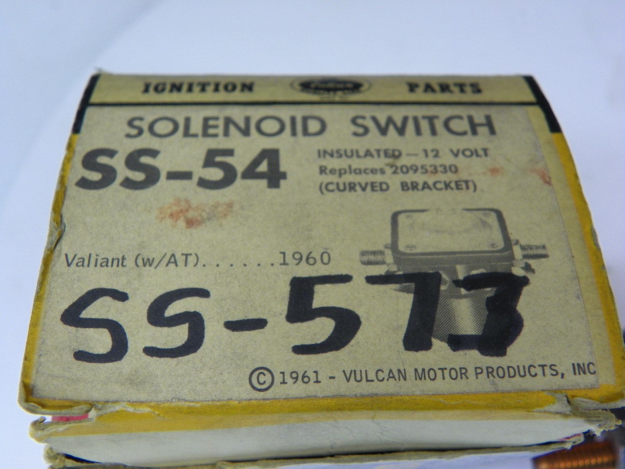 Vulcan SS-54 Solenoid Switch for 1960-1962 Plymouth Valiant Lancer w/AT restoration. - Image 2