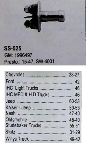 Standard SS-525 Starter Switch for 1927-1960 Chevrolet Ford Jeep IHC trucks restoration. - Image 2