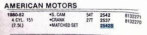 Cloyes 2542S Timing Gear Set for 1980-82 AMC Buick Chevrolet Jeep Oldsmobile Pontiac 2.5L 151 Iron Duke engine restoration. - Image 8