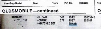Cloyes 2542S Timing Gear Set for 1980-82 AMC Buick Chevrolet Jeep Oldsmobile Pontiac 2.5L 151 Iron Duke engine restoration. - Image 12