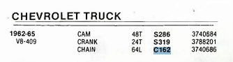Cy-Lent C162 Timing Chain for 1957-1965 Chevrolet GMC Truck V8 348 370 409 engine restoration. - Image 6