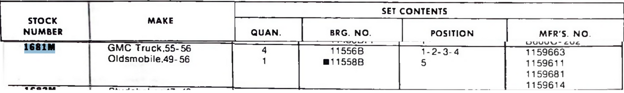 NYLEN 1681M Main Bearing Set for 1949-1956 GMC Oldsmobile engine restoration. - Image 4