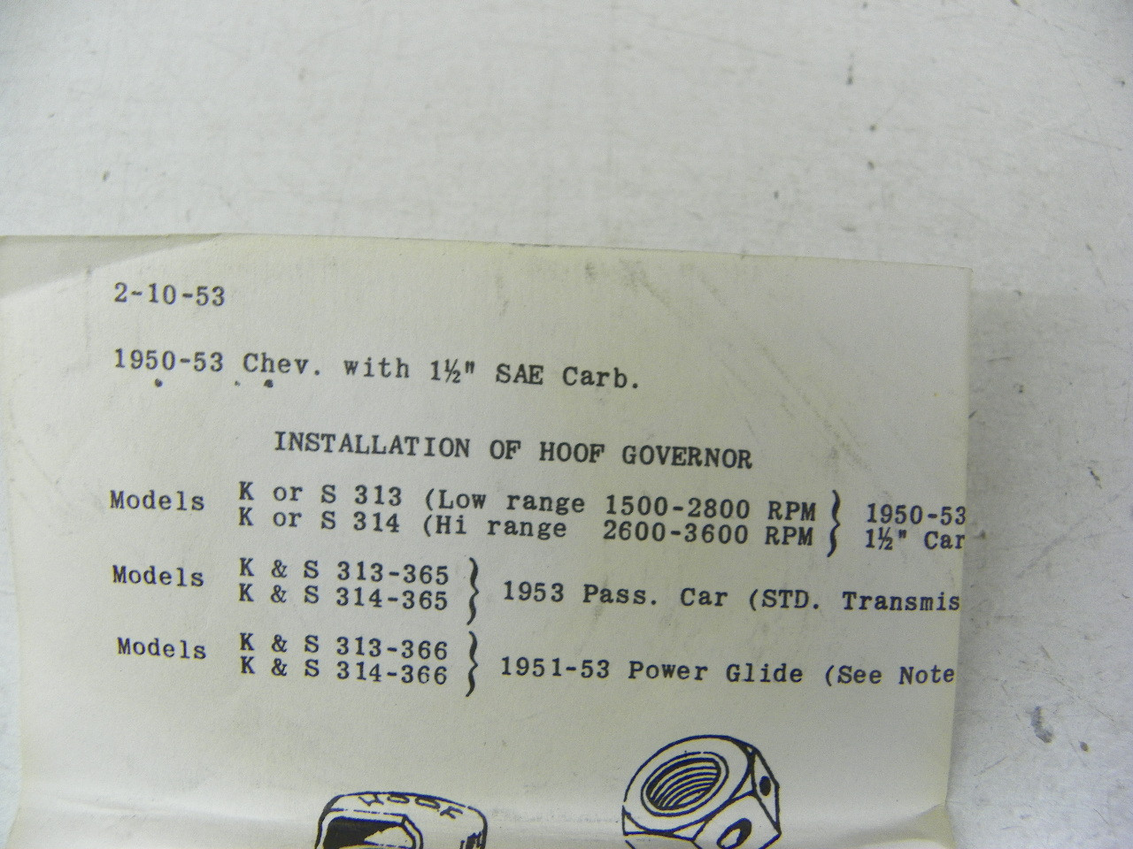 Hoof S-313 Governor for 1950-1953 Chevrolet Car Truck 235ci restoration - Image 10