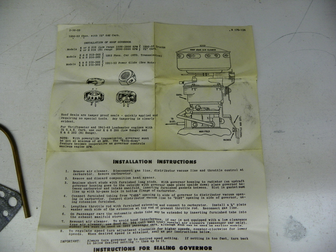 Hoof S-313 Governor for 1950-1953 Chevrolet Car Truck 235ci restoration - Image 11