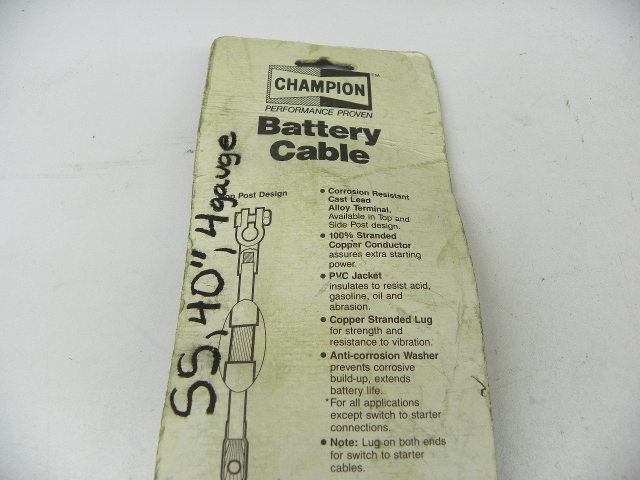 Champion SS40 40 Inch 4 Gauge Starter Battery Cable for vintage auto electrical restoration. - Image 5