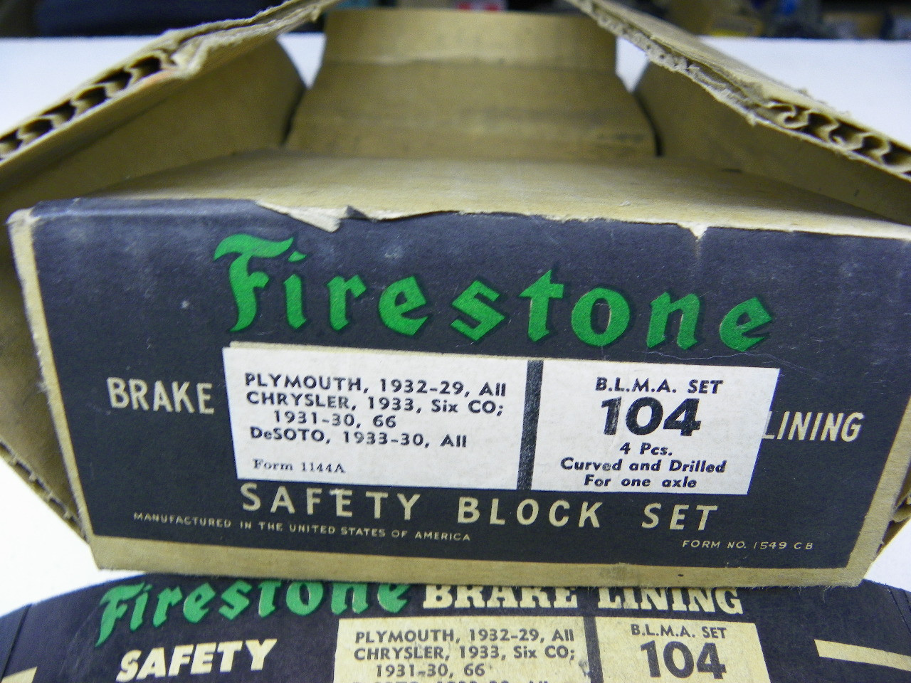 Firestone 104 Brake Lining Set for 1929-1933 Plymouth Chrysler DeSoto restoration. - Image 2