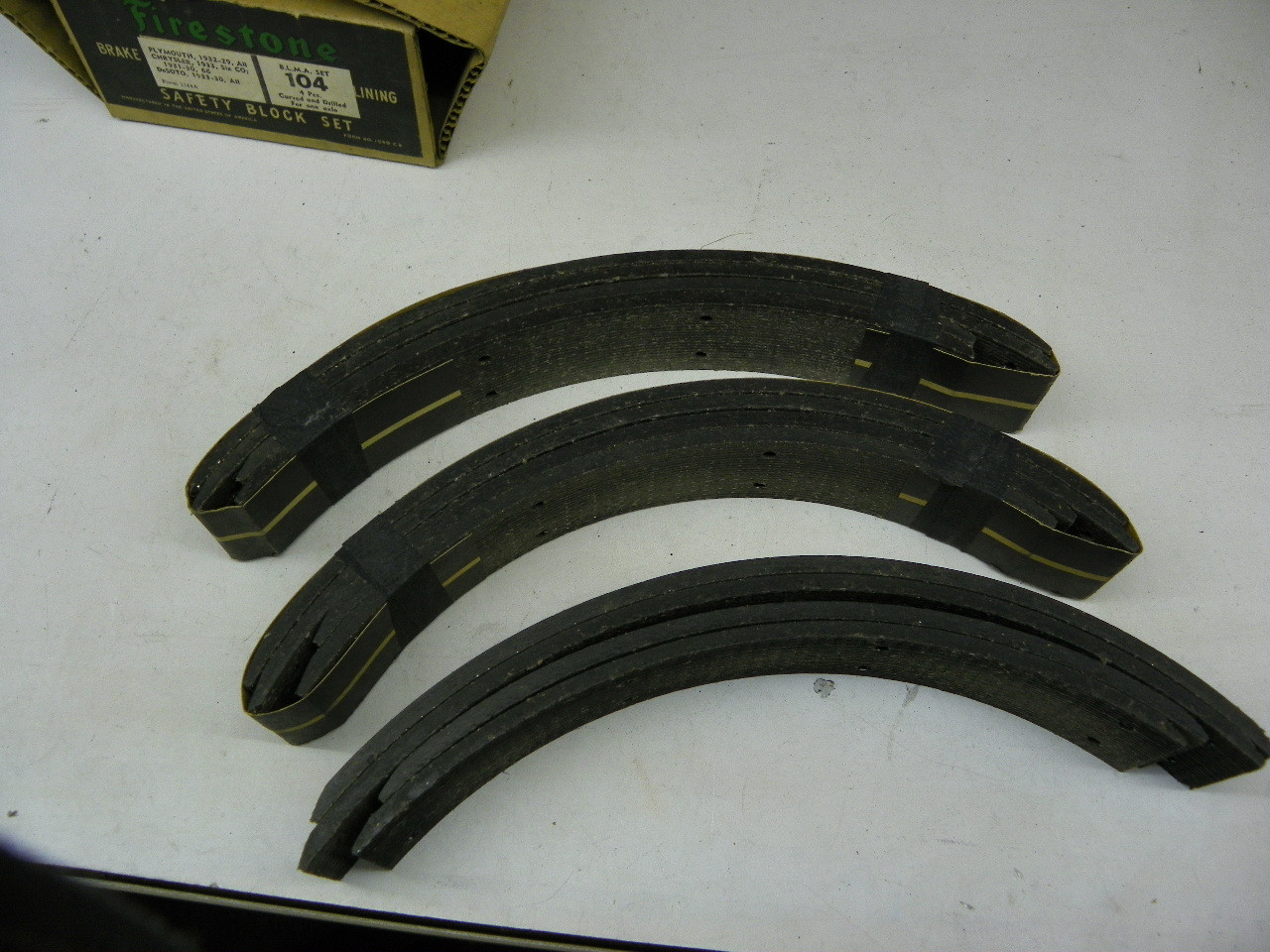Firestone 104 Brake Lining Set for 1929-1933 Plymouth Chrysler DeSoto restoration. - Image 5