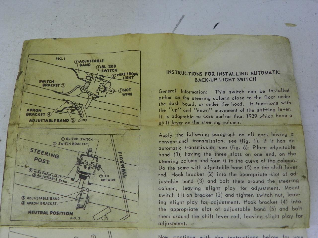 Yankee 3437 Automatic Back-Up Light Switch for 1939-1953 GM Ford Mopar restoration. - Image 8