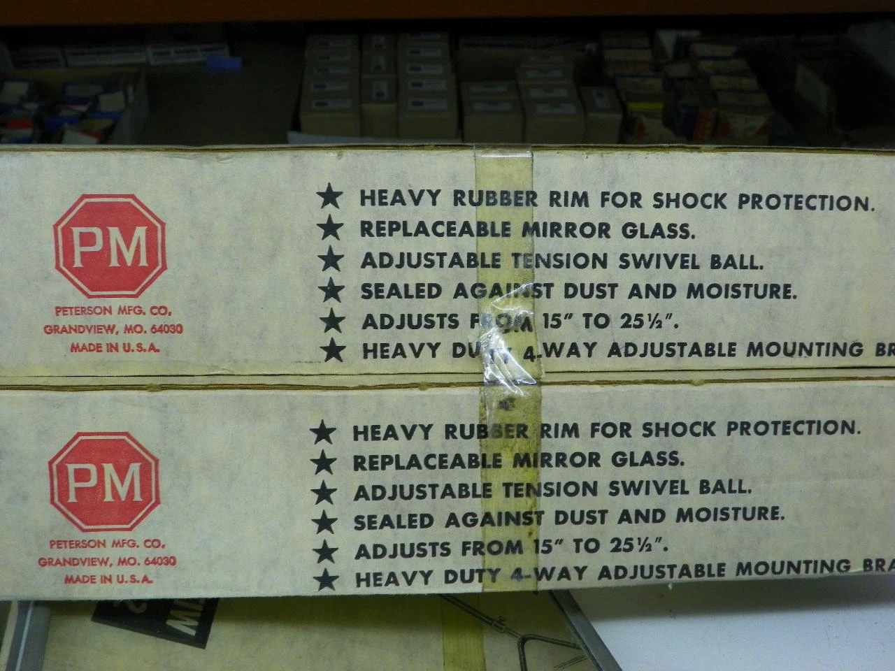 Peterson Mfg. Co. (2) 659 Short Rectangular Truck Mirrors adjustable arm NORS restoration. - Image 3