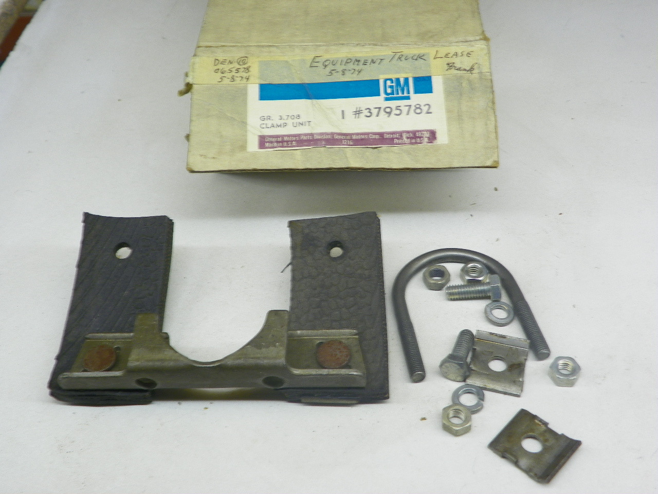 GM 3795782 Rear Muffler Clamp and Bracket for 1958-1964 Chevrolet Impala Bel Air restoration. - Image 1