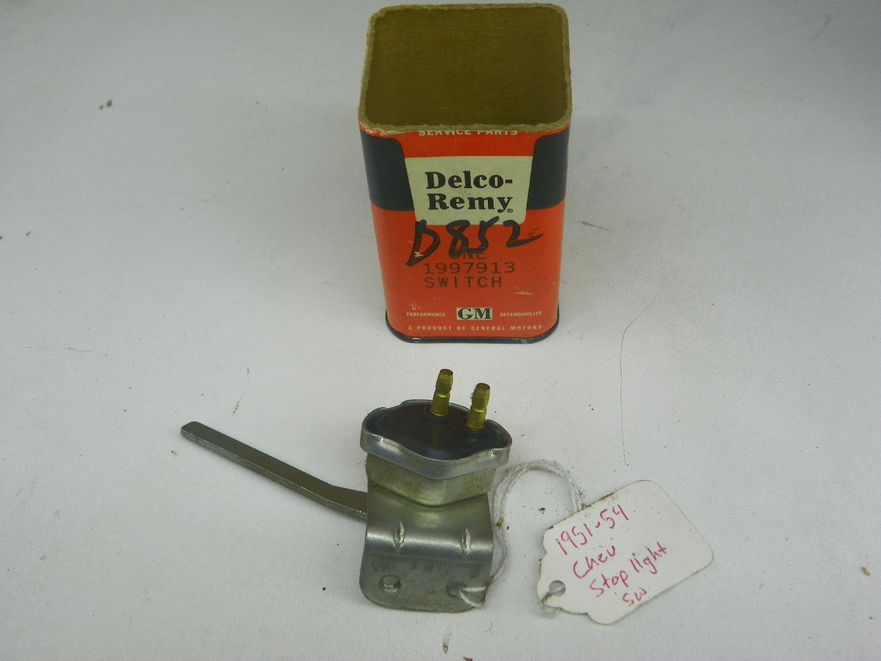 Delco-Remy 1997913 Mechanical Brake Light Switch for 1951-1954 Chevrolet Cars standard brakes restoration. - Image 1