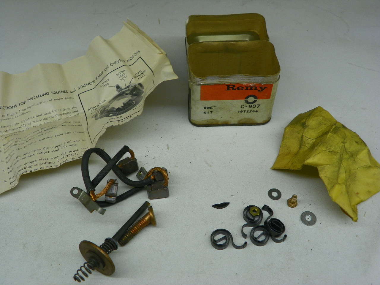 Remy C-907 Starter Brush and Solenoid Repair Kit for 1962-1963 Dodge Plymouth restoration. - Image 1