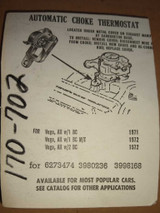 Chevrolet Vega 1971 1972 Auto. Choke Thermostat 170-702