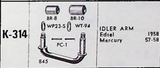 Moog Idler Arm MERCURY EDSEL Passenger 1957-1958 K314 MHK-3352A